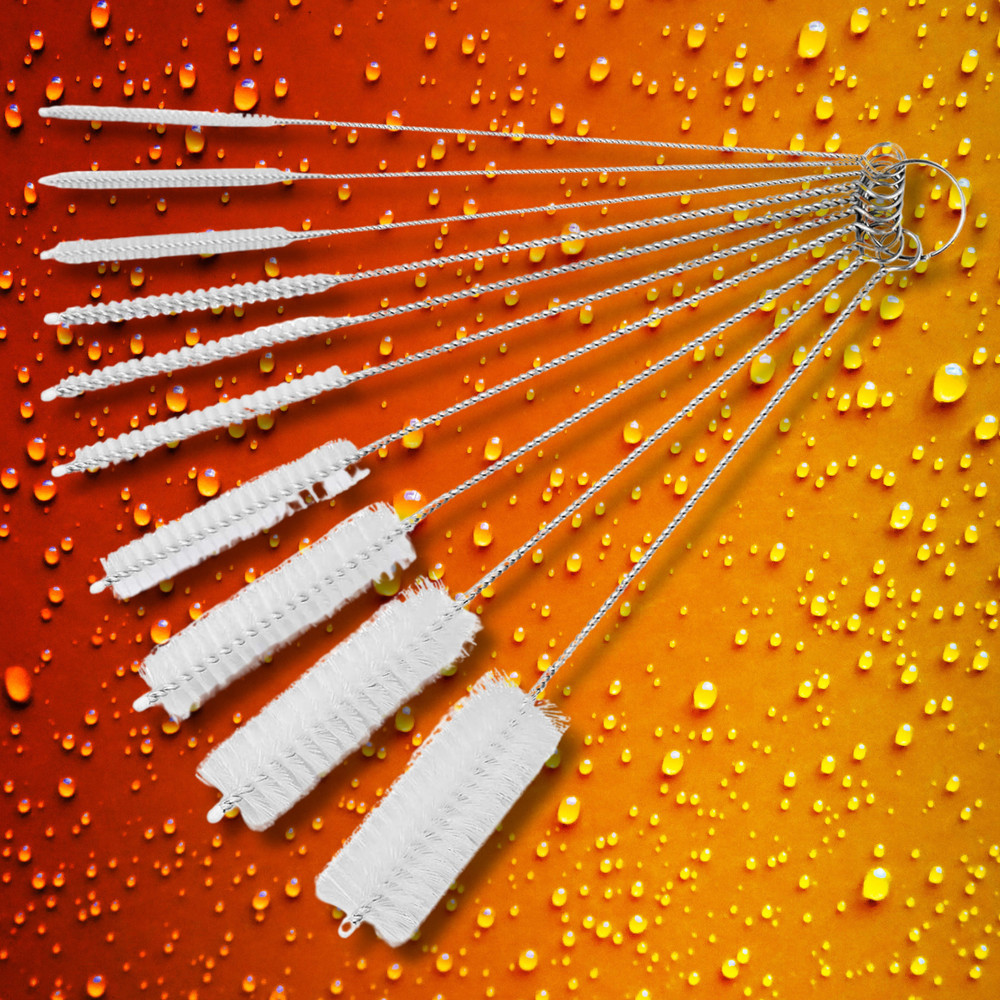 10-Pack Nylon Straw Cleaning Brushes–Stainless Steel Wire Drink Pipe Cleaner Kit