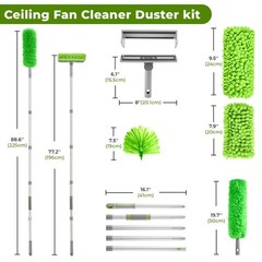 Ceiling Fan Cleaner Duster with 77″ Pole, 4-in-1 Microfiber & Chenille Tool, Ben
