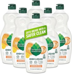 Seventh Generation Dish Liquid Soap Clementine Zest Lemongrass Pack of 6