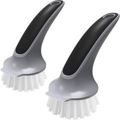 Pot and Pan Cleaning Brush, Dish Brush for Kitchen, Gray, Pack of 2