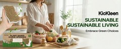 9 Pack Kickleen Biodegradable Natural Kitchen Sponges – Compostable Cellulose