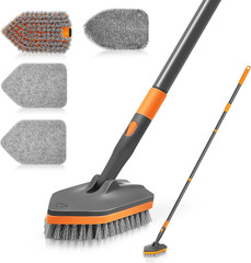 Shower Cleaner Brush, Tub Tile Scrubber with Telescopic Long Handle 56 Inches, 4