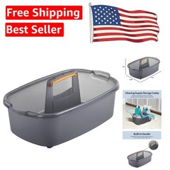 Compact 1.85-Gallon Cleaning Caddy with Orange Handle – Stylish & Practical