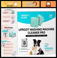 Washing Machine Cleaner Tablets – 24 Pack, Pet Safe, HE Compatible, Removes Grim