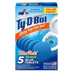 Ty-D-Bol Blue Tablets Value 5 Pack Automatic Toilet Bowl Cleaner Deodorizer Tabs