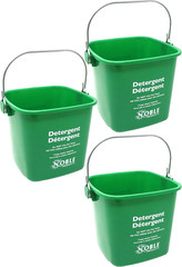 Small Green Detergent Bucket – 3 Quart Cleaning Pail – Set of 3 Square Container