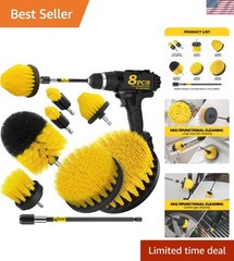 8 Pcs Drill Brush Attachment Set, Power Cleaning Scrub Brush Kit with Extend Lon