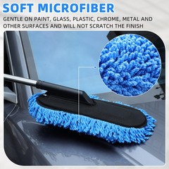 4 Pack Large Microfiber Car Duster with Extendable Handle for Interior Exterior
