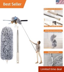 Microfiber Feather Duster, High Ceiling Fans with 30-100 Inch Pole, Gray | Be…