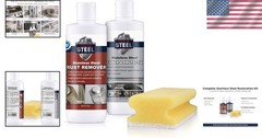 Stainless Steel Restorer Kit 2×8.5oz Cream Cleaner Gloves Powerful NSF Safe