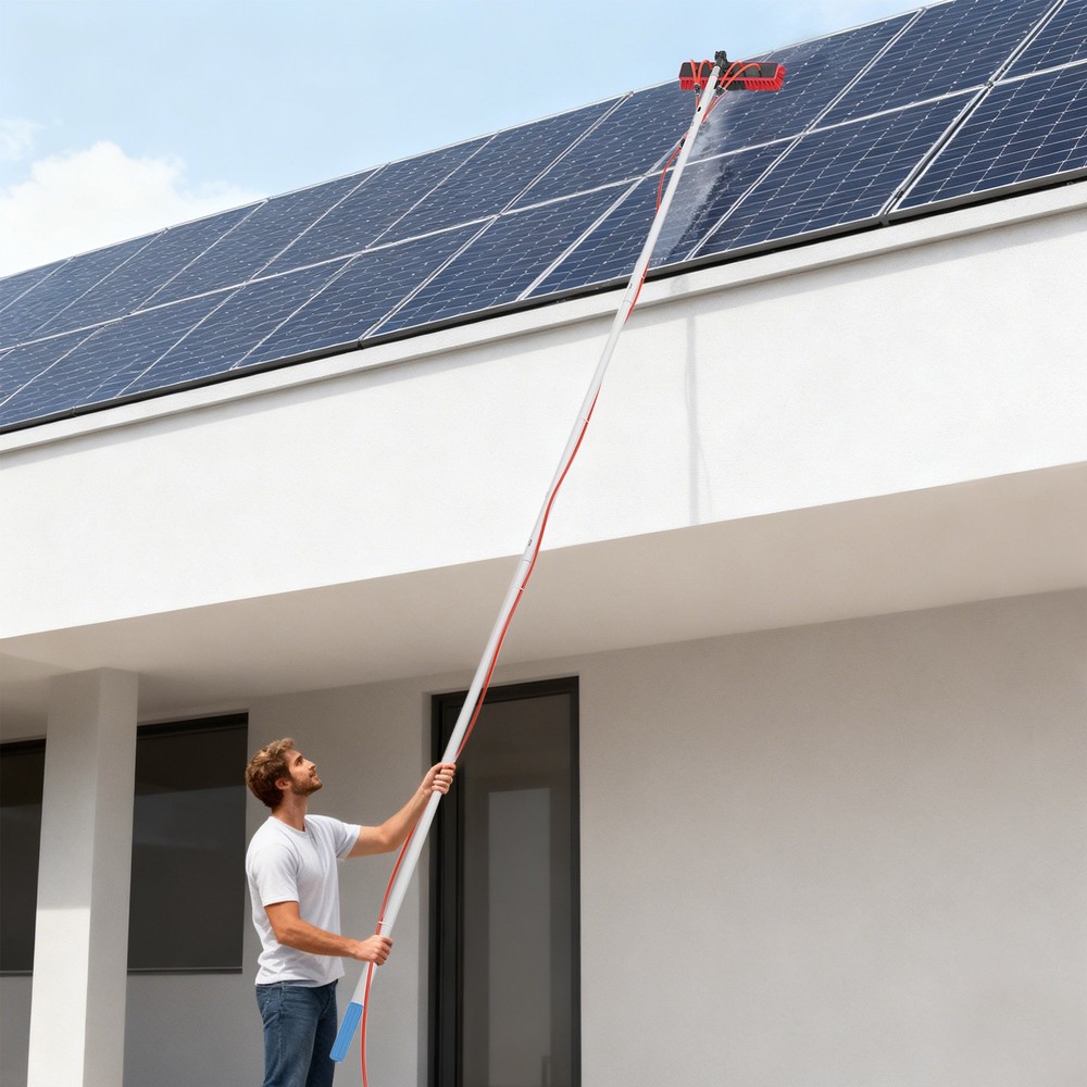 Outdoor Window Clean Water-Fed Rod Set Long Reach Solar Panel Cleaning Brush Kit