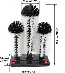 3 Brush Bar Glass Washer with Suction Base Commercial Brush Cleaner Bristle Bru