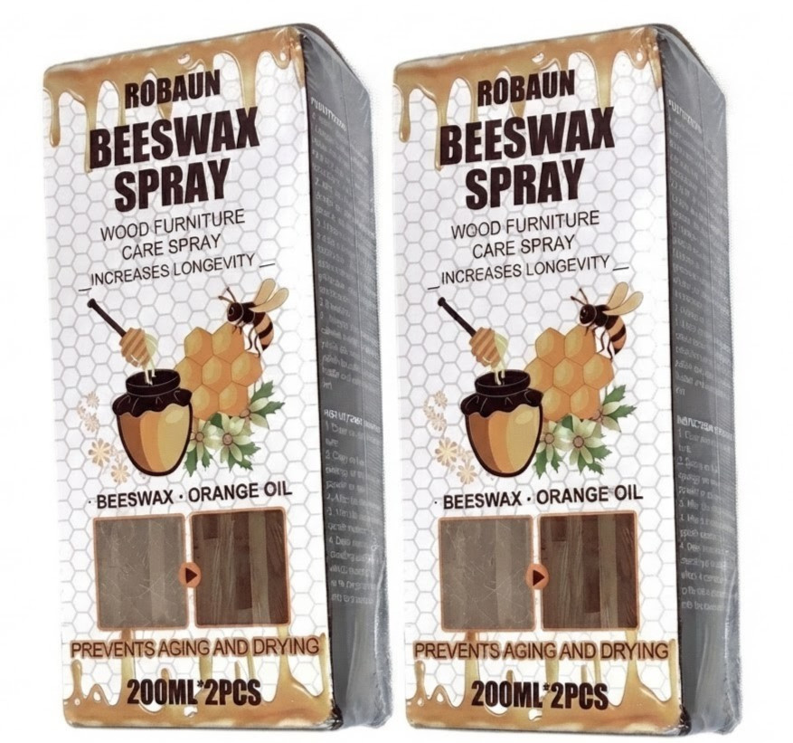 ROBAUN Beeswax Wood Furniture Care Spray, 6.76 fl oz – (4 Pack Set)