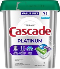 Cascade Platinum ActionPacs Dishwasher Detergent Pods Fresh 71 Count