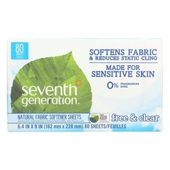 Seventh Generation – Fabric Softener Sheets Fresh & Clear 80 Count (Pack of 4)