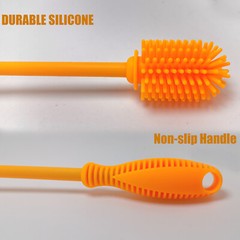 2 Pack Orange Silicone Bottle Brush Cleaner Lab Cleaning Brush for Baby Bottles