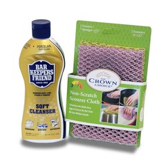 Soft Cleanser Liquid (13 OZ) and Non Scratch Scouring Scrubber Kit | Multipur…