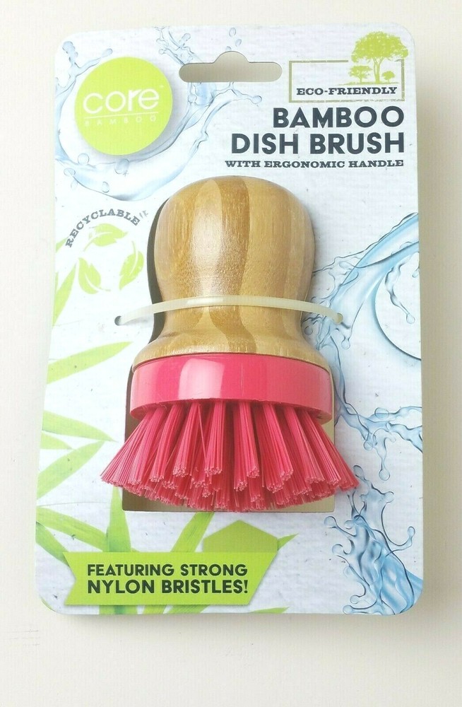 CORE Bamboo PALM DISH Scrub BRUSH Scrubber Eco Friendly Wood Handle Wooden