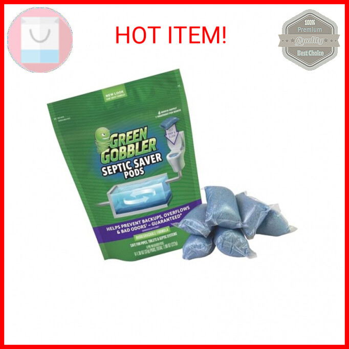 Green Gobbler Septic Tank Treatment Packets, 6 Month Supply – Natural Bacteria t