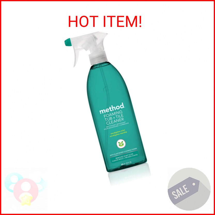 Method Foaming TUB+TILE CLEANER, Eucalyptus Mint, 28 Ounce, 1 pack, Packaging Ma