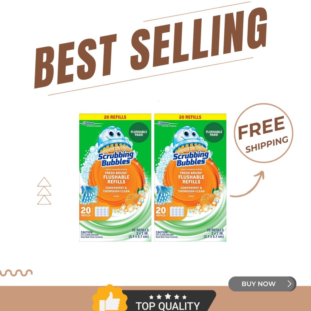 Fresh Brush Citrus Scent Toilet Cleaner Pads – 40 Total Flushable Refills