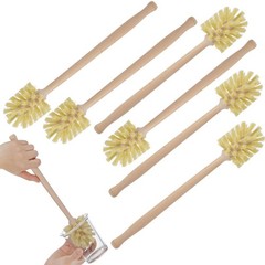 New 6 Pcs Bottle Brush Natural Wood Dish Brush Scrub with Long Beechwood Handle
