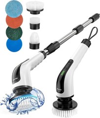 Electric Spin Scrubber, Power Shower Cleaning Brush with Long Handle | Cordle…