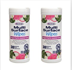 Homebright Dragonfruit And Jasmine Scented Multi Surface Wipes, 30-pc Set Of 2