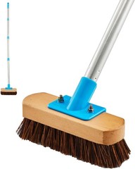 Heavy Duty Deck Brush with Long Handle – 60 Floor Scrub Brush with Stiff Natural