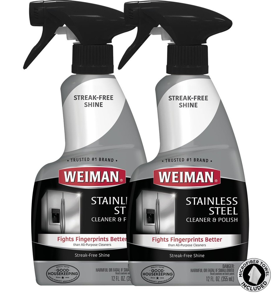 Weiman Stainless Steel Cleaner Wipes 12 Fl Oz Pack of 2 Streak Free Shine
