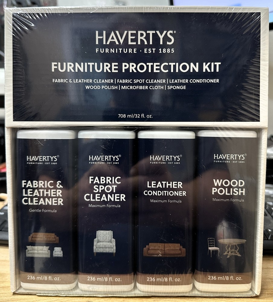 Havertys Furniture Protection Kit Fabric Leather Cleaner Conditioner Wood Polish