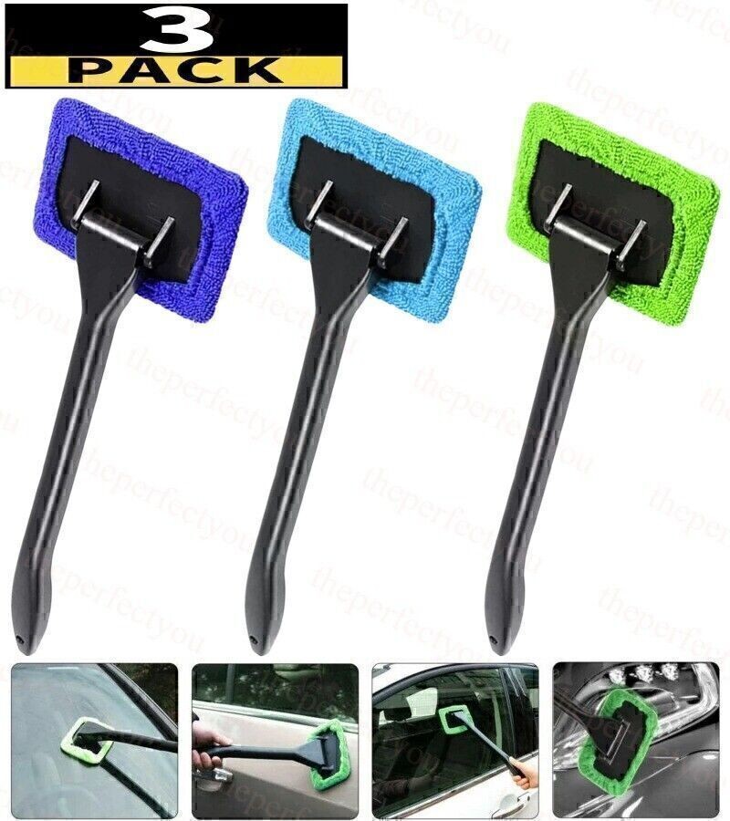 3 Pack Window Windshield Cleaning Tool Microfiber Car Wiper Cleaner Glass Brush