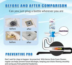 BRAND NEW 2X Foaming Drain Cleaner HERIOS Sink Pipe Odor Removal Cleaning Foam