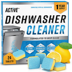Active Dishwasher Cleaner and Deodorizer Tablets, Descaler 24 Count