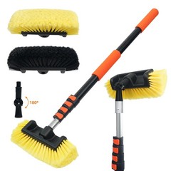 12FT Car Wash Brush Long Handle 12″ Soft Hard Bristle 3-12Ft Telescopic Pole