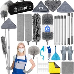 Microfiber Duster Kit 27pcs with 30 to 100 Inches Extension Pole and Wall Cle…