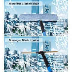 Swivel Squeegee Kit with 4 Extension Poles,Glass Scraper, Bendable Duster, 2