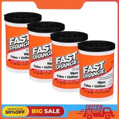 (4 pack) Permatex Fast Orange Hand Cleaner Wipes, 72-Count Container Clean Scent