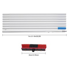 Outdoor Window Clean Water-Fed Rod Set Long Reach Solar Panel Cleaning Brush Kit