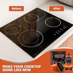 Glass Stove Top Cleaner Kit 12 oz Non Scratch Removes Tough Stains Scraper