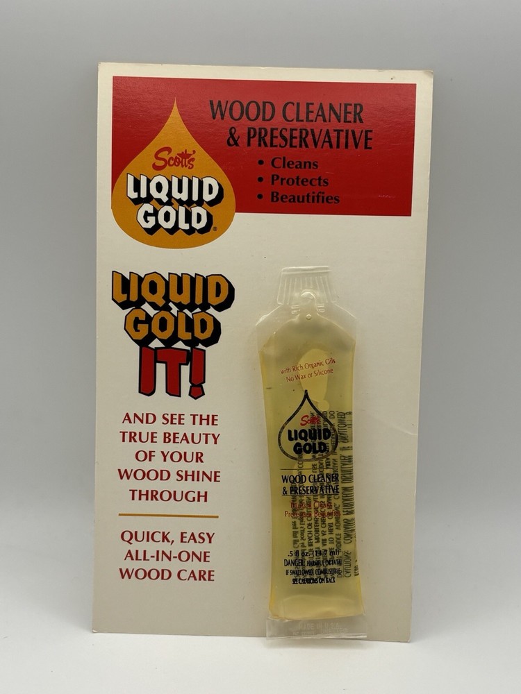 Vintage Scott’s Liquid Gold Salesman Sample 0.5 Oz Cardback New Unused Wood