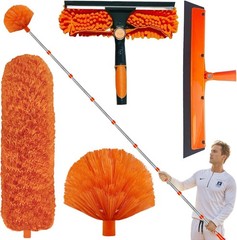 20ft High Reach Duster Kit – Extension Pole, Window Washer Squeegee