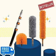 20ft High-Reach Duster Set with 4–12ft Extension Pole & Fn Cleaner