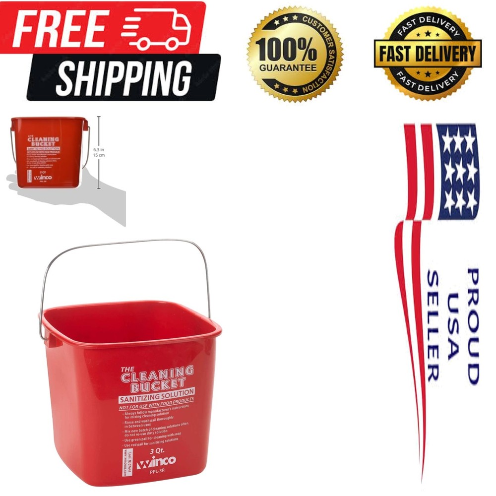 3qt Cleaning Bucket, Red Sanitizing Solution