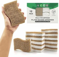 Eco Friendly Biodegradable Kitchen Sponges 12 Pack – Natural Compostable