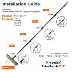 3-In-1 Adjustable Floor Scrub Brush with Long Comfortable Handle, PVC Bristles,