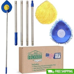 Multi Use Microfiber Duster Extension Pole Wall Ceiling Cleaning Reusable Pads