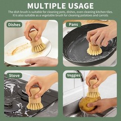 ÖkoStamm 2 Pack Bamboo Dish Brush with Drain Holder – Natural Scrub Brush for…