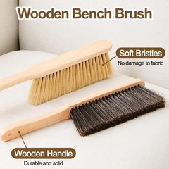 2 Pieces Wooden Dust Brush Hand Broom, Bench Brushes with Brown, Yellow