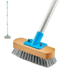 Stainless Steel Deck Scrub Brush With Long Handle 60″ Heavy Duty Floor Scrubber